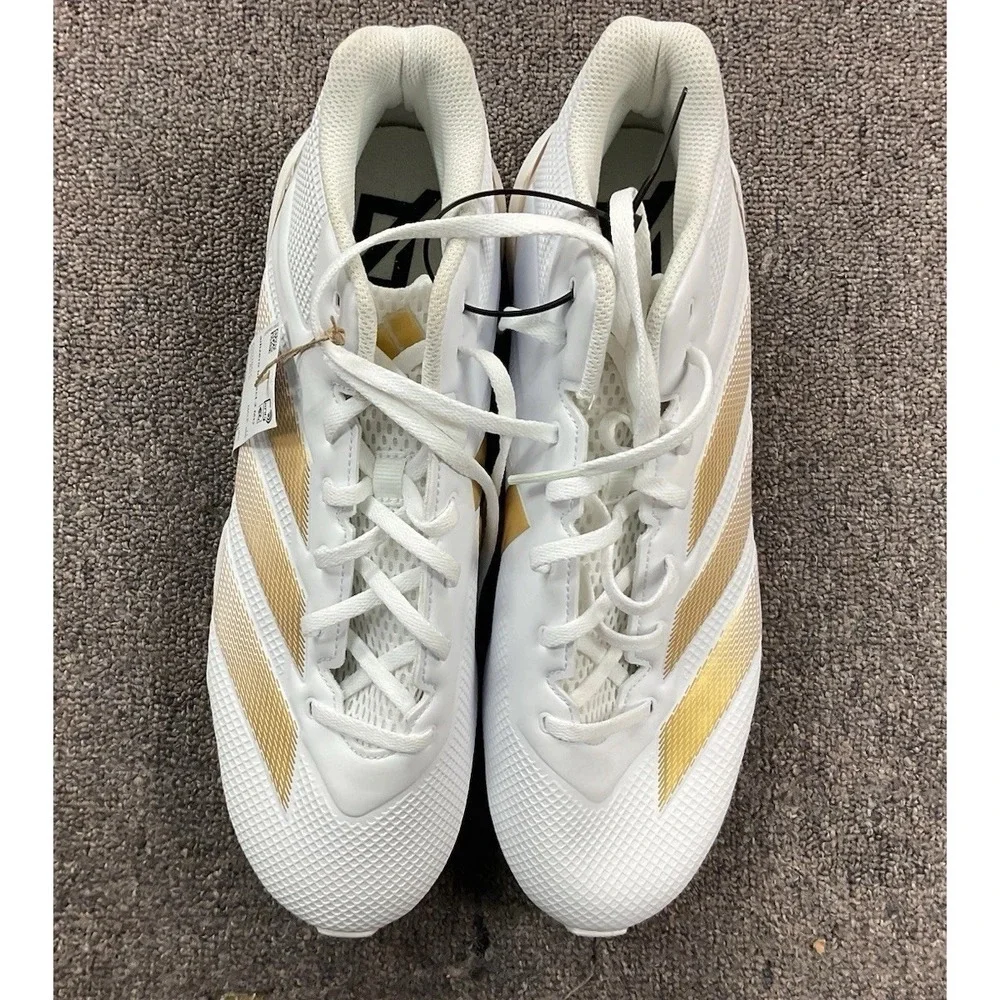 NEW! Adidas Adizero Impact.2 Men Wite/ Gold Football Cleats Sz 12 IF5106